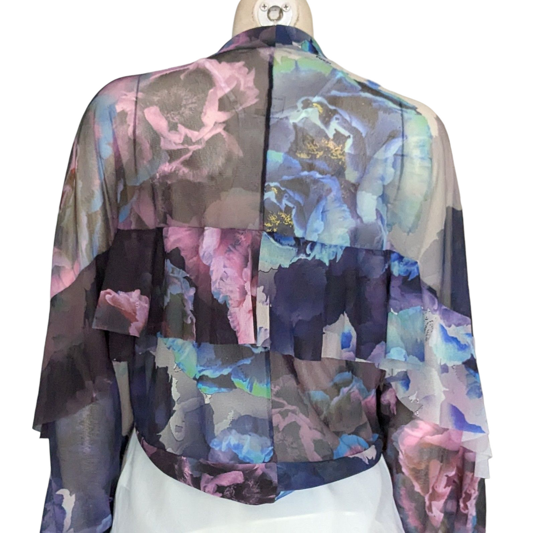 Fuzzi Floral Mesh Shrug O/S