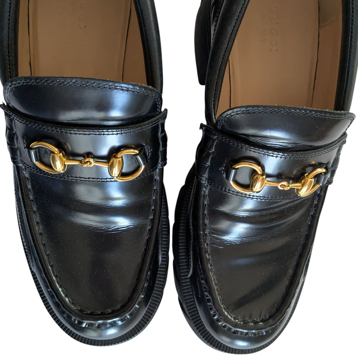 Gucci Sylke Platform Leather Loafers Size 41.5