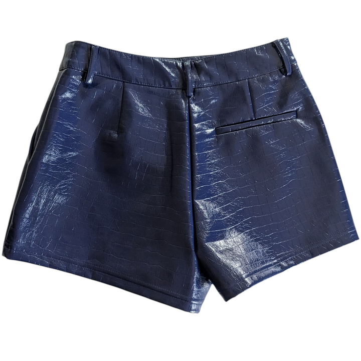 The Noli Shop Faux Croc Shorts Blue and Black Size 4