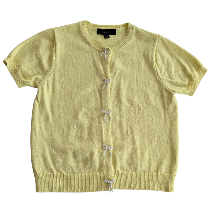 Zara Short Sleeve Yellow Cardigan Size Medium