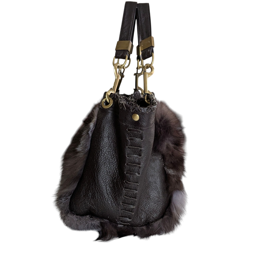 Sondra Roberts Faux Fur Hobo Bag