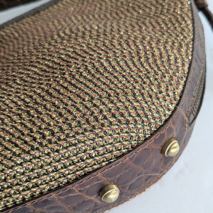 Erica Javits Faux Raffia and Leather Shoulder Bag