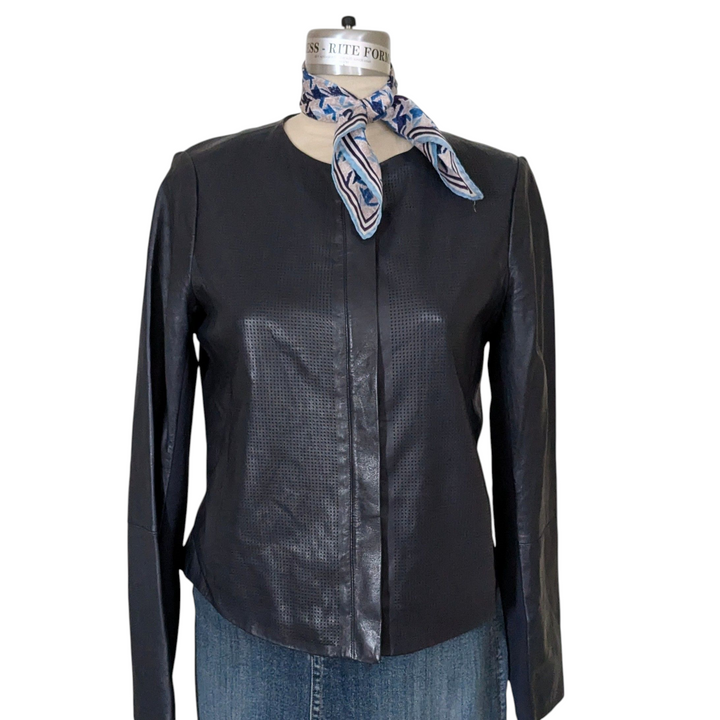 Vince Navy Leather Blazer Size XL