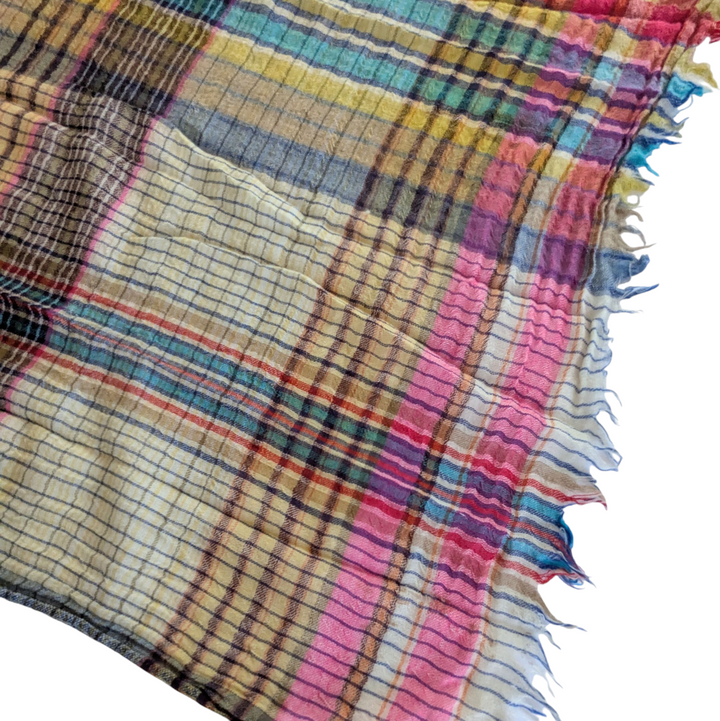 Anii by Natural Plaid Wool Scarf