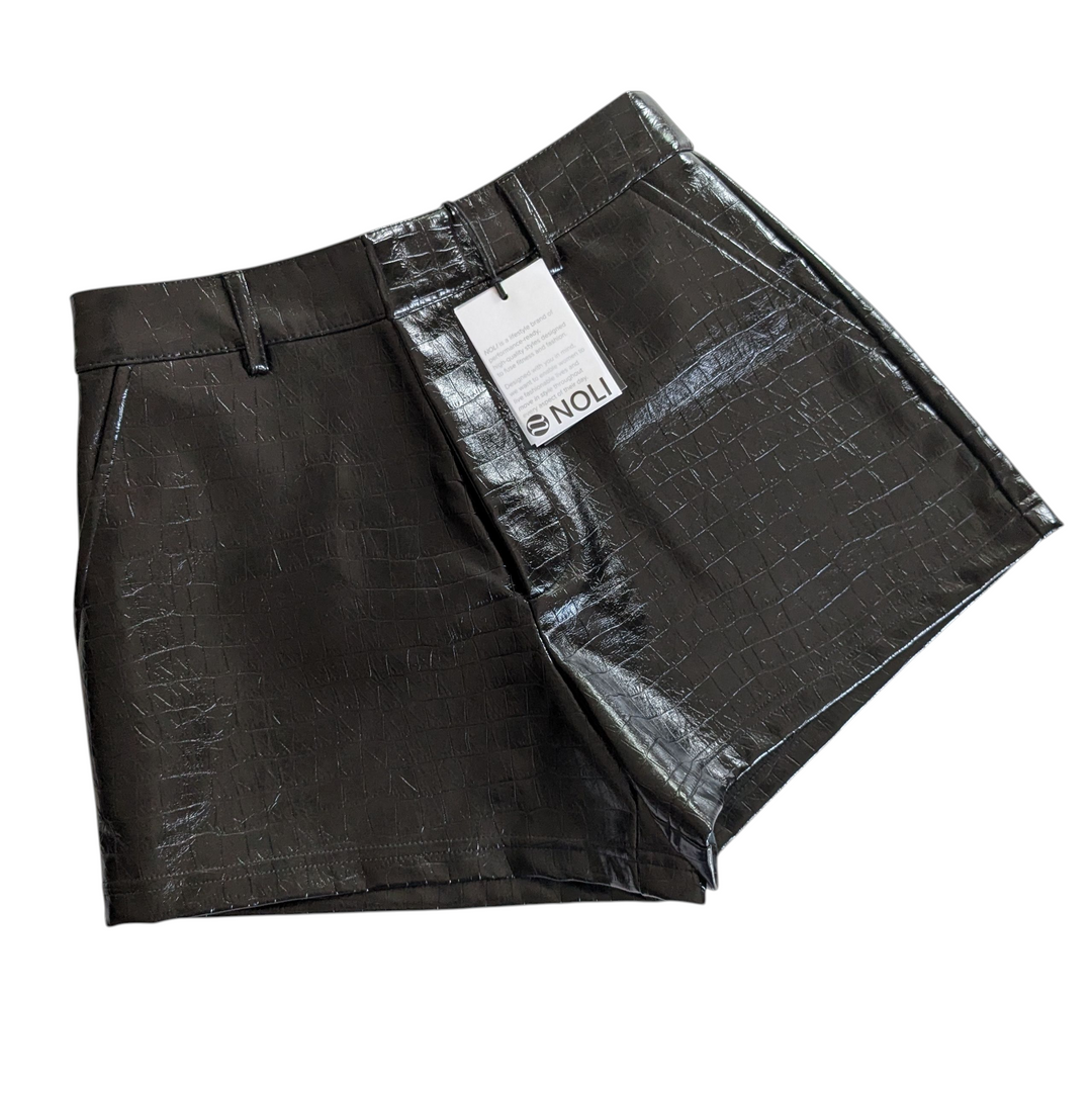 The Noli Shop Faux Croc Shorts Blue and Black Size 4