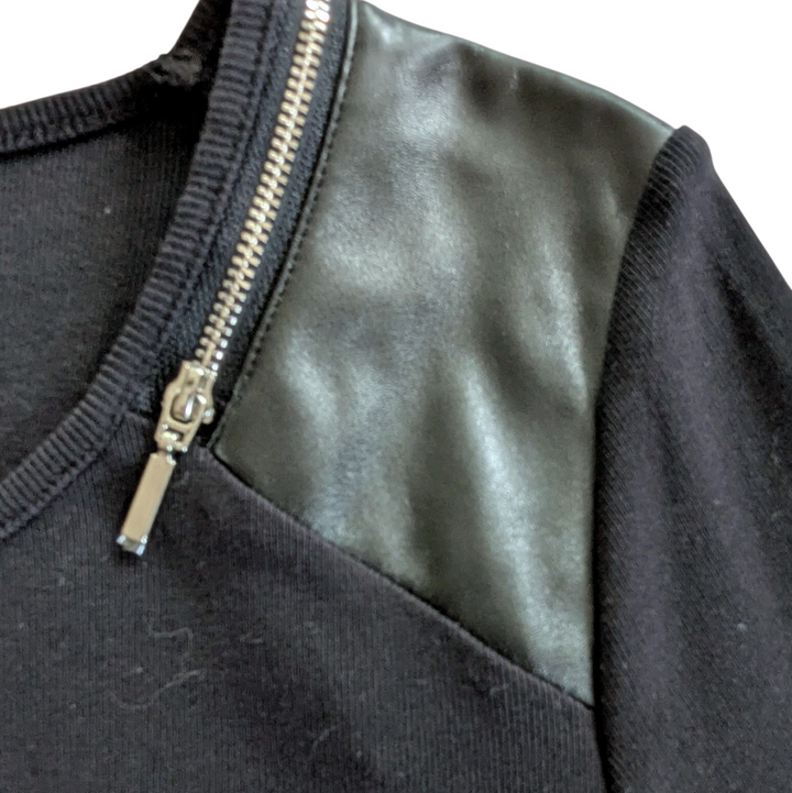 Rafaella Black Sweater with Faux Leather Accents Size Large