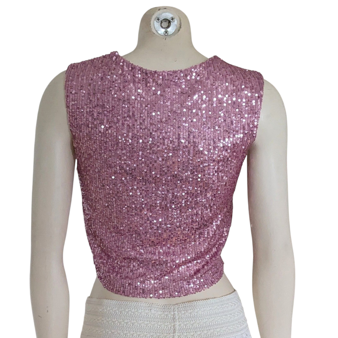 The Noli Shop Pink Sequin Top Size Small