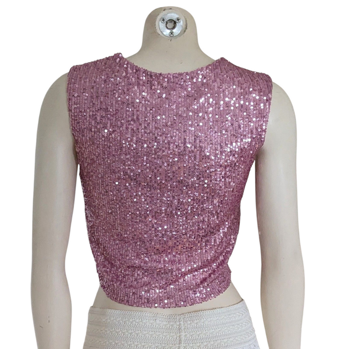 The Noli Shop Pink Sequin Top Size Small