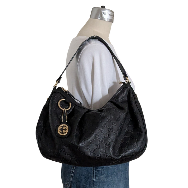 Gucci Cimaline Shoulder Bag Black Leather