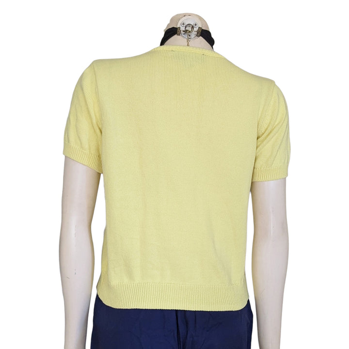 Zara Short Sleeve Yellow Cardigan Size Medium