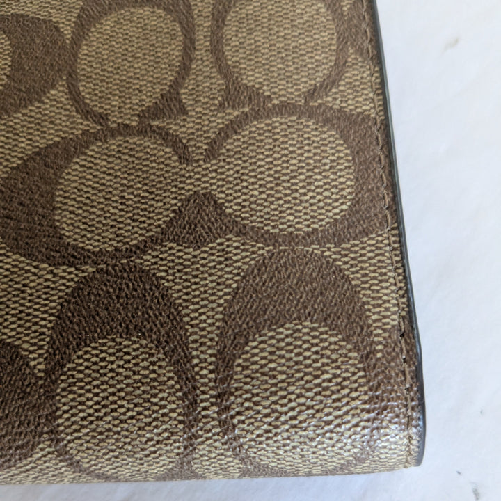 Coach Slim Signature Logo Zippered Wallet