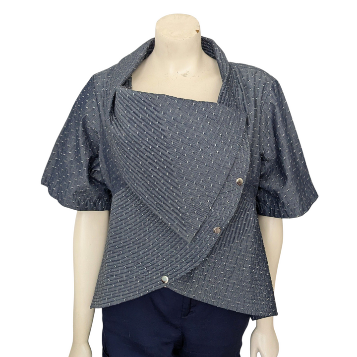 Sultry Touch Quilted Chambray Blazer Size XL