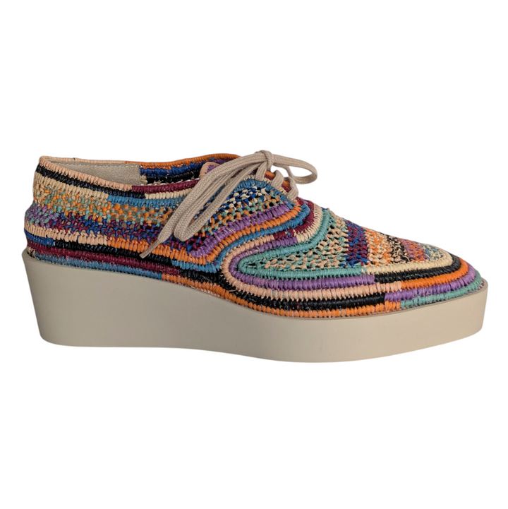 Robert Clergerie Lisa Raffia Wedge Oxfords Size 36