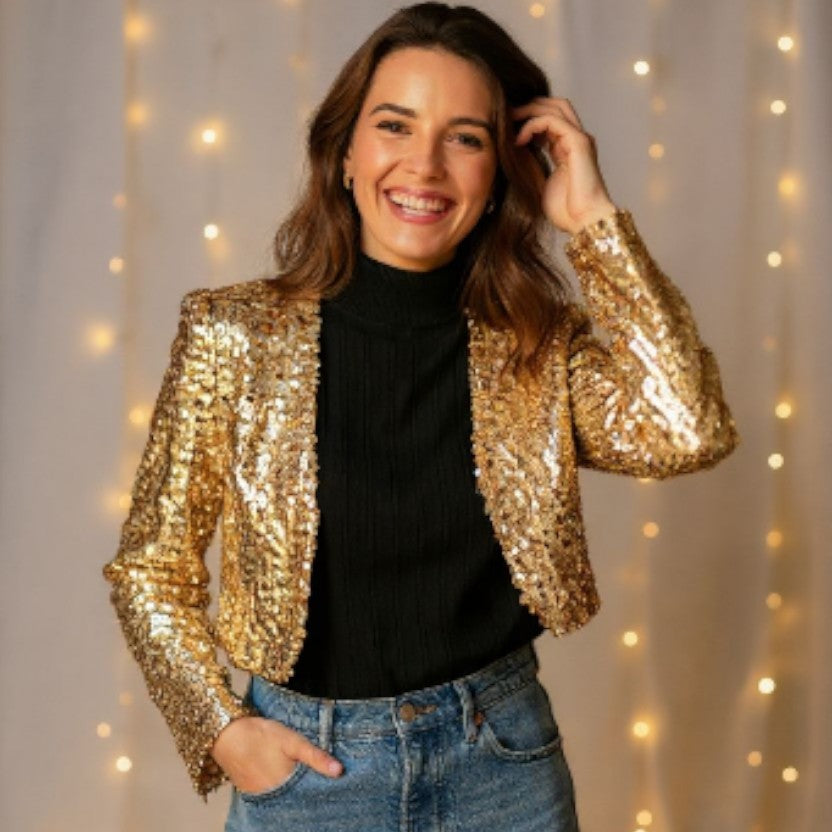Gold Sequin Bolero Jacket