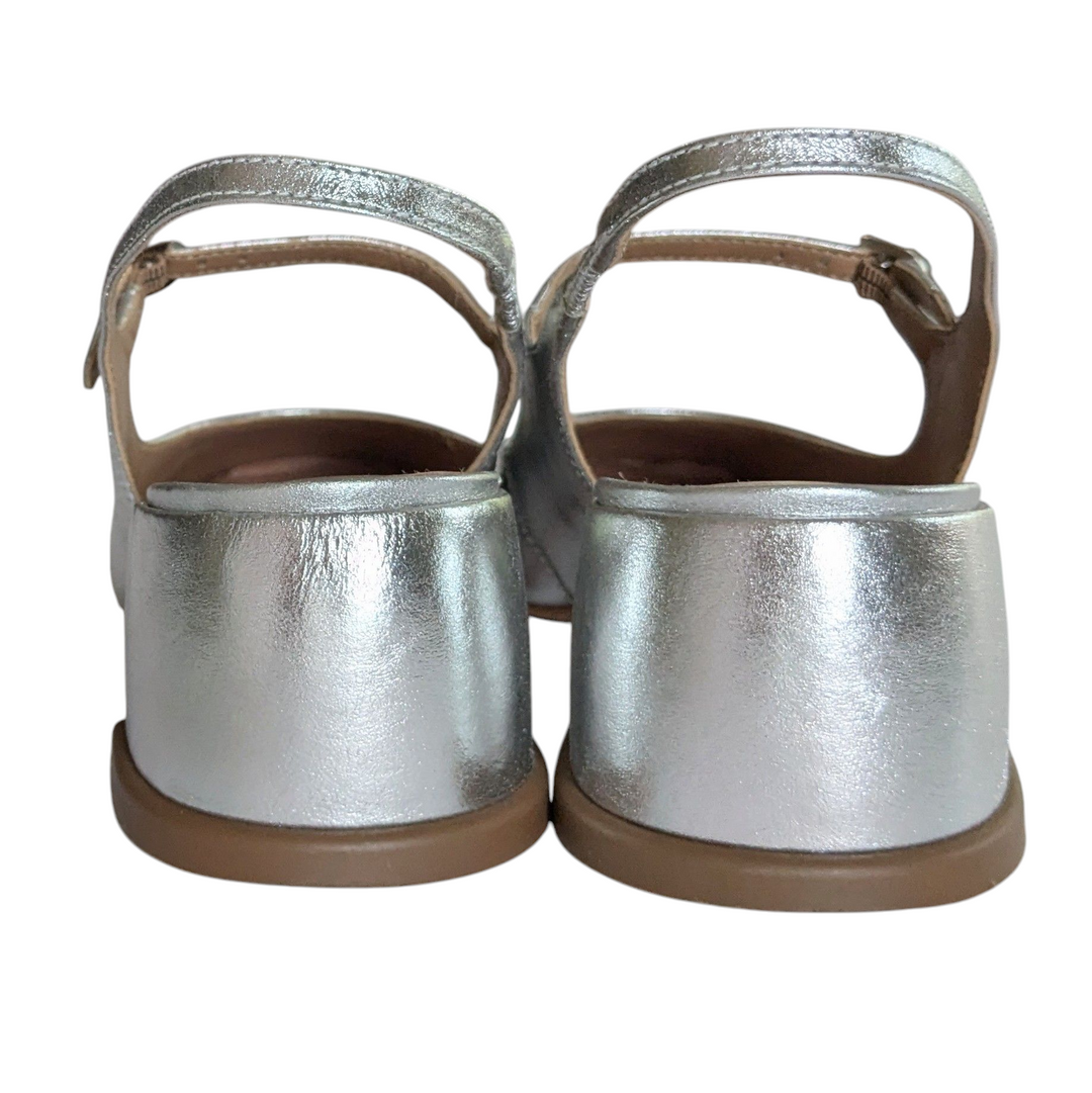 Anthropologie Maeve Silver Mary Janes Size 37