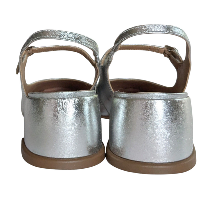 Anthropologie Maeve Silver Mary Janes Size 37