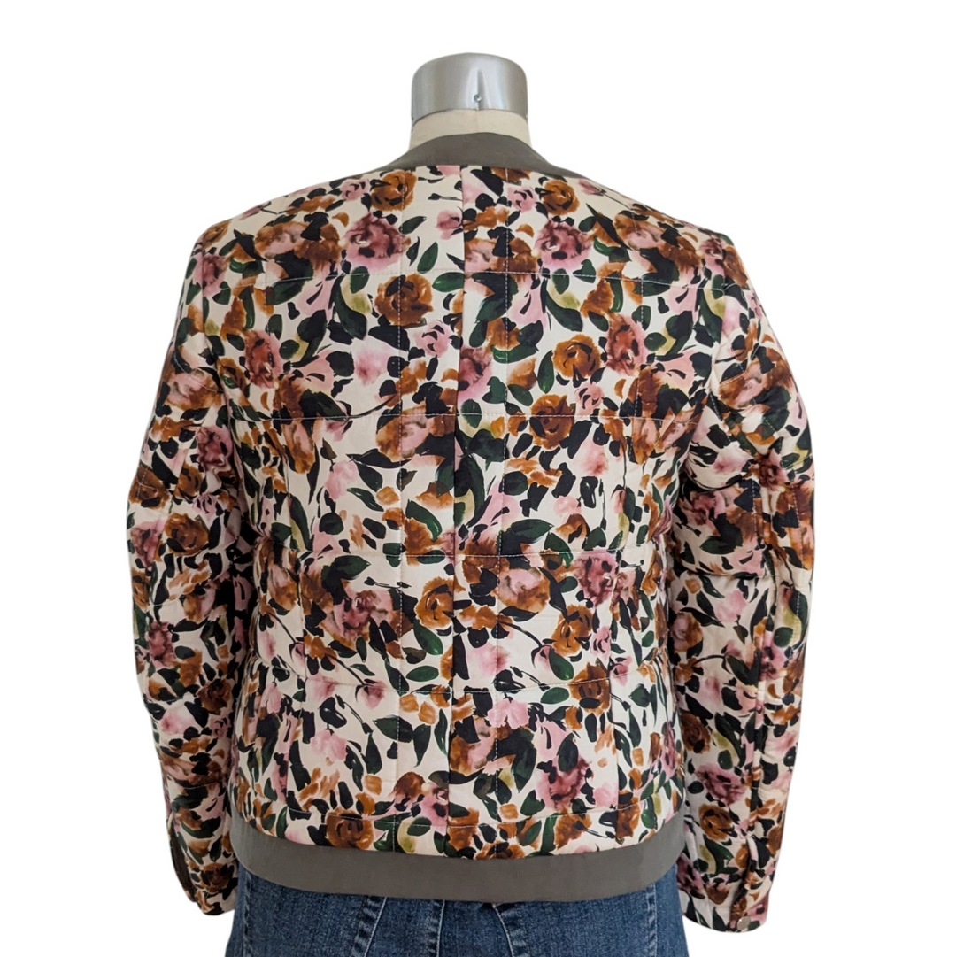 Something Navy Floral Print Asymmetrical Jacket Size Small