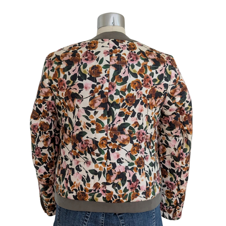 Something Navy Floral Print Asymmetrical Jacket Size Small