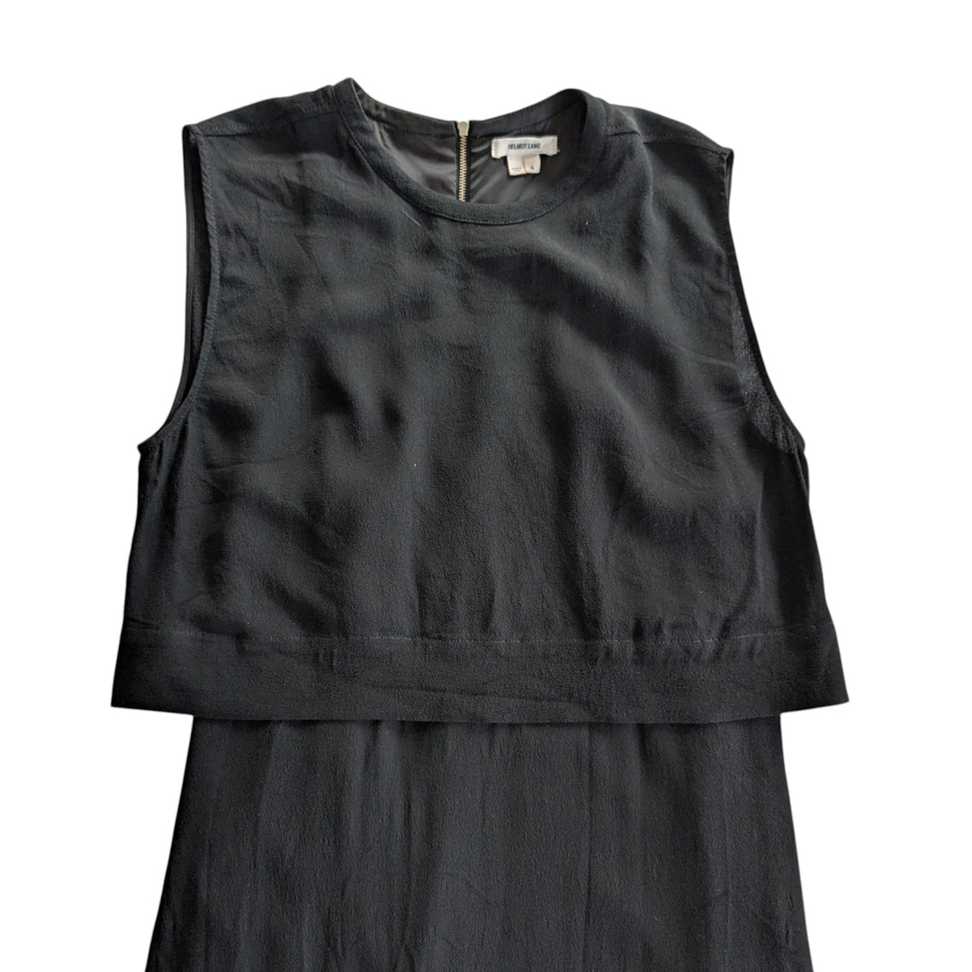 Helmut Lang Black Blaze Layered High Low Dress Size 4