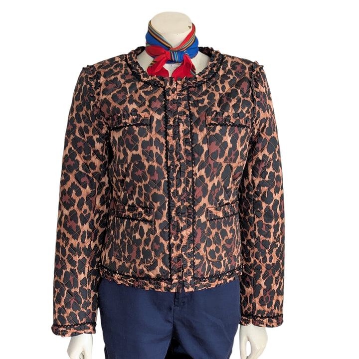 J. Crew Animal Print Puffer Lady Jacket Size 10