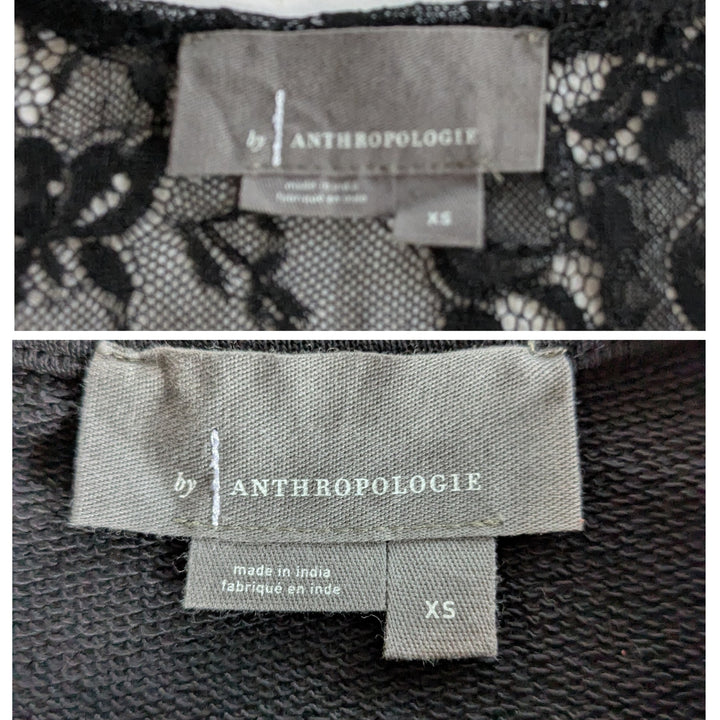 Anthropologie Flouncy Lace Fleece Top Size XS