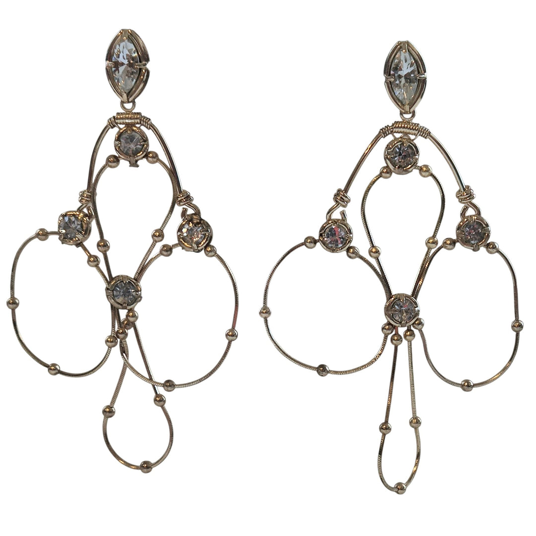 Anthropologie Gold and Crystal Chandelier Earrings