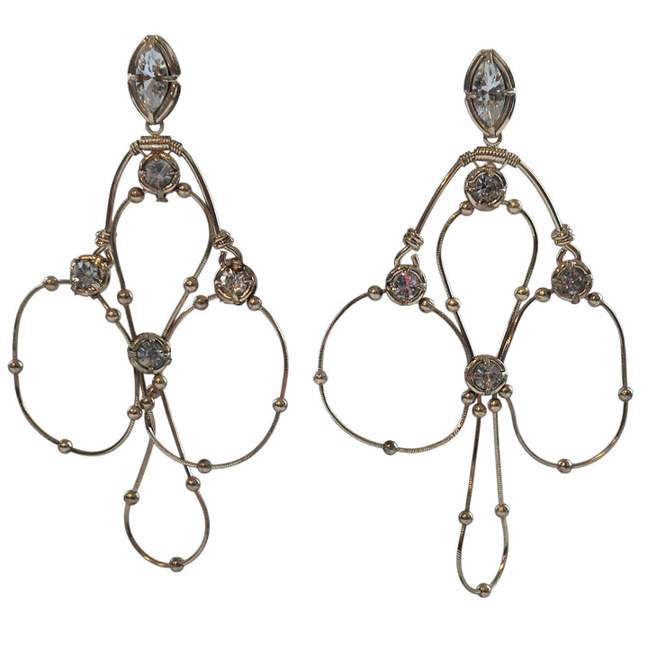 Anthropologie Gold and Crystal Chandelier Earrings