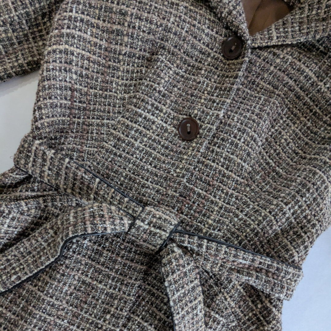 Alberto Makali Tweed Coat with Fur Trim Size 2