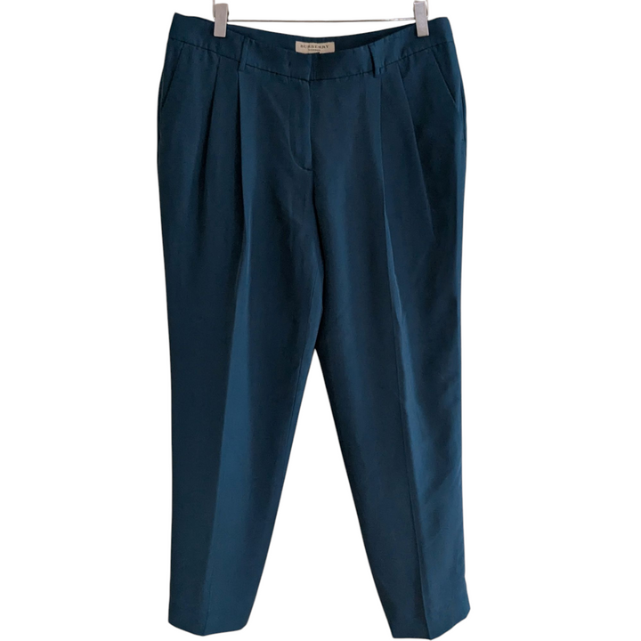 Burberry Teal Silk Trousers Size 10 NWT