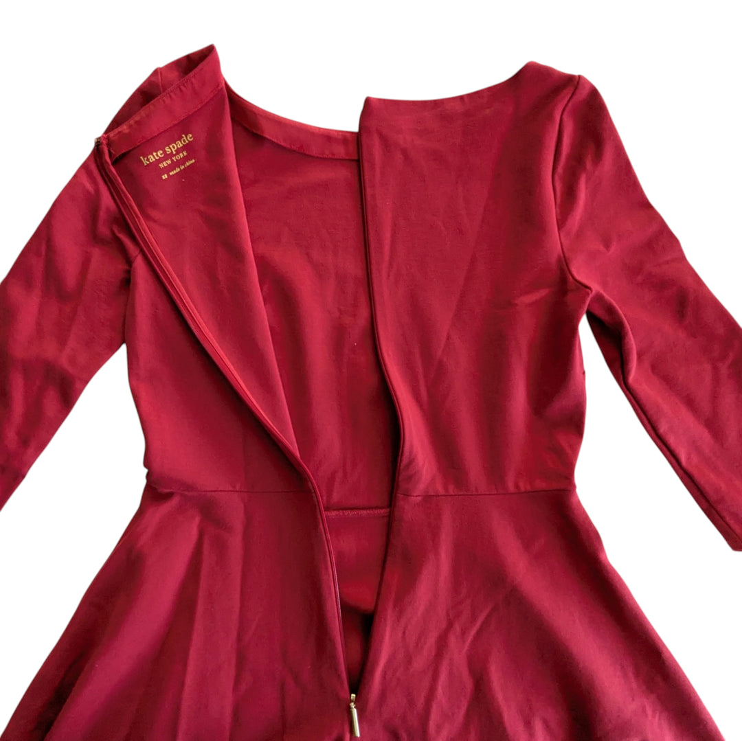 Kate Spade Red Ponte Fit & Flare Dress Size XS