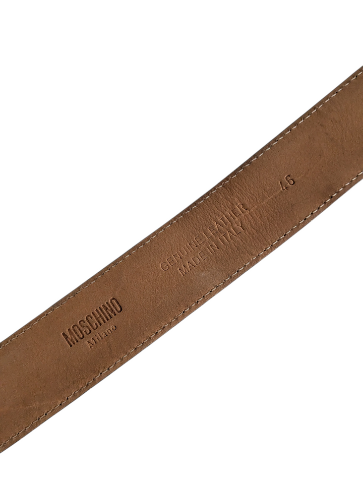 Moschino White Leather Logo Belt