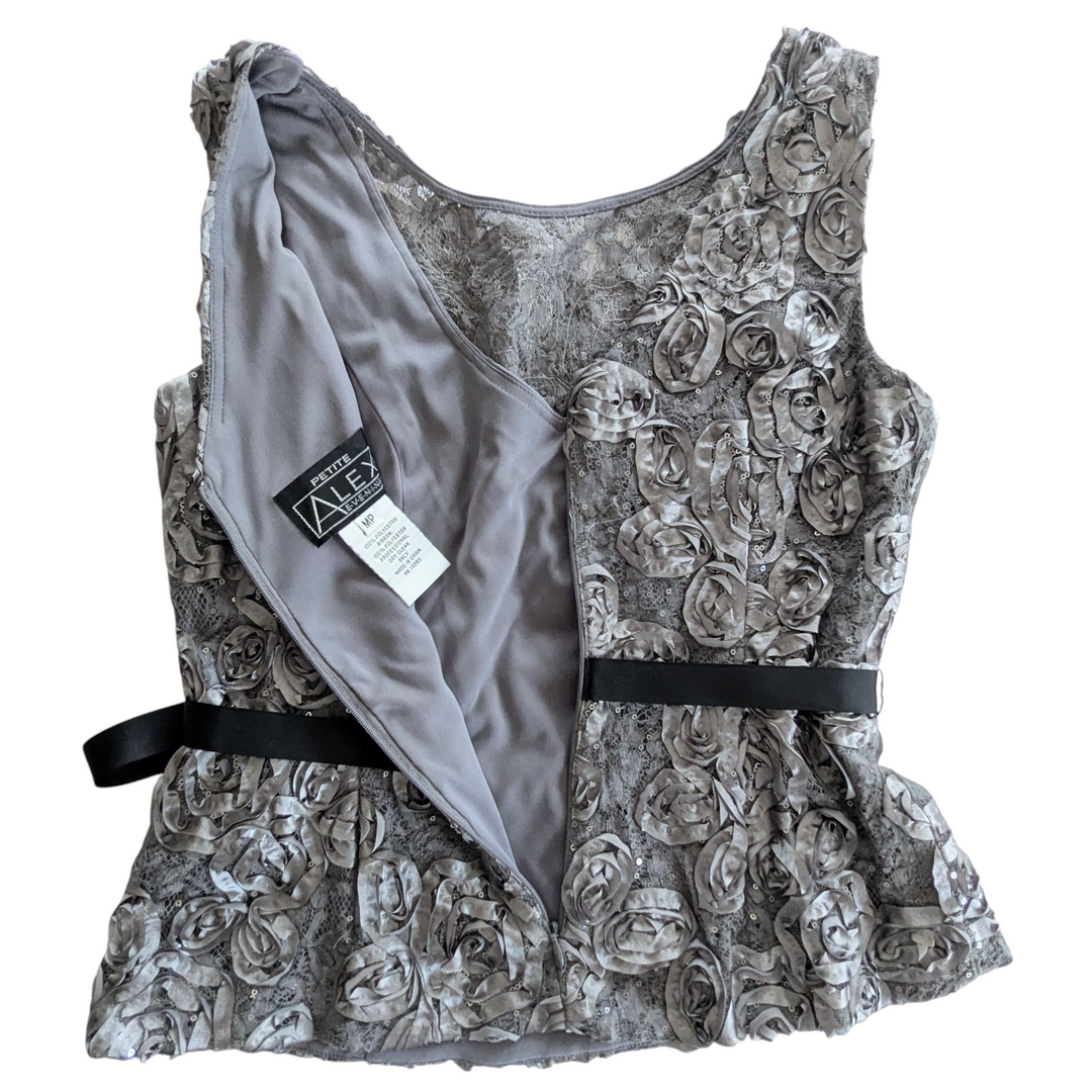 Alex Evening Silver Top Size Medium Petite
