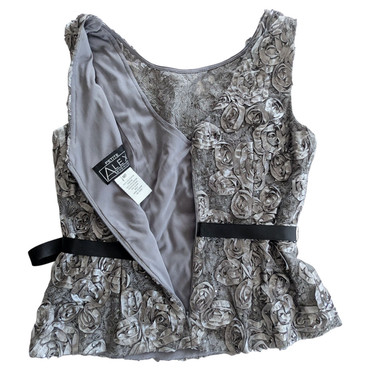 Alex Evening Silver Top Size Medium Petite