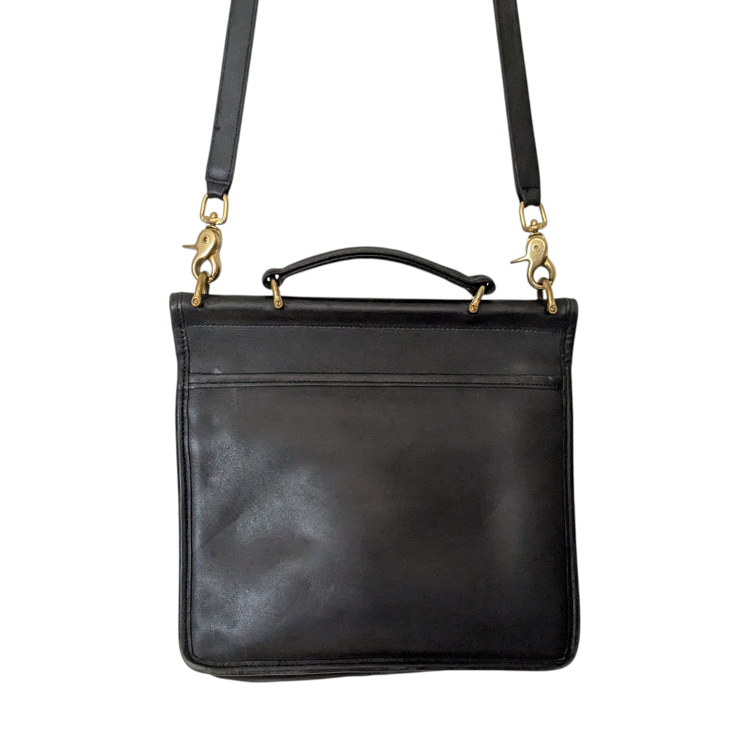 Coach Vintage Station Black Leather Convertible Satchel
