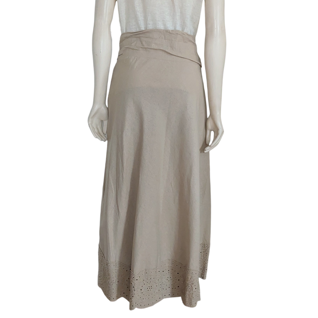 Jason Wu Linen Faux Wrap Midi Skirt Size 6