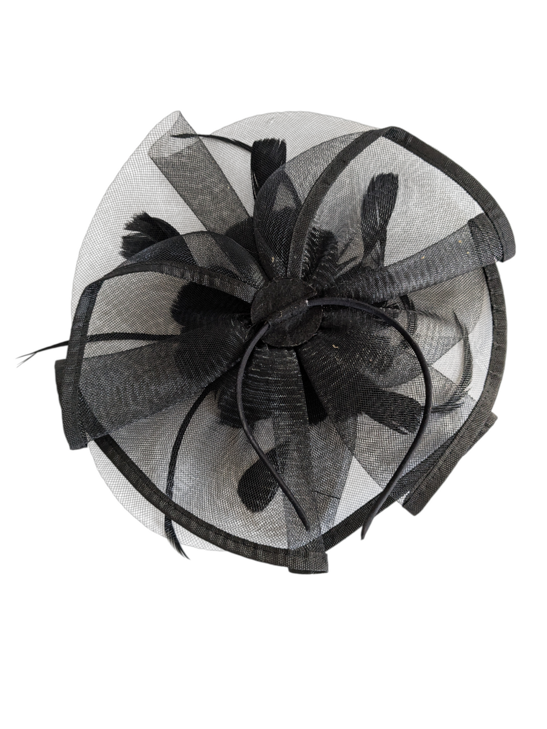 Black Mesh and Feather Fascinator