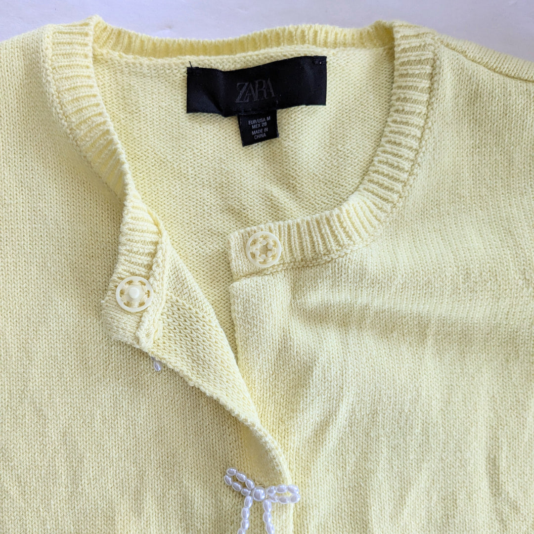 Zara Short Sleeve Yellow Cardigan Size Medium