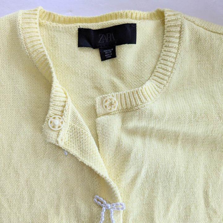 Zara Short Sleeve Yellow Cardigan Size Medium