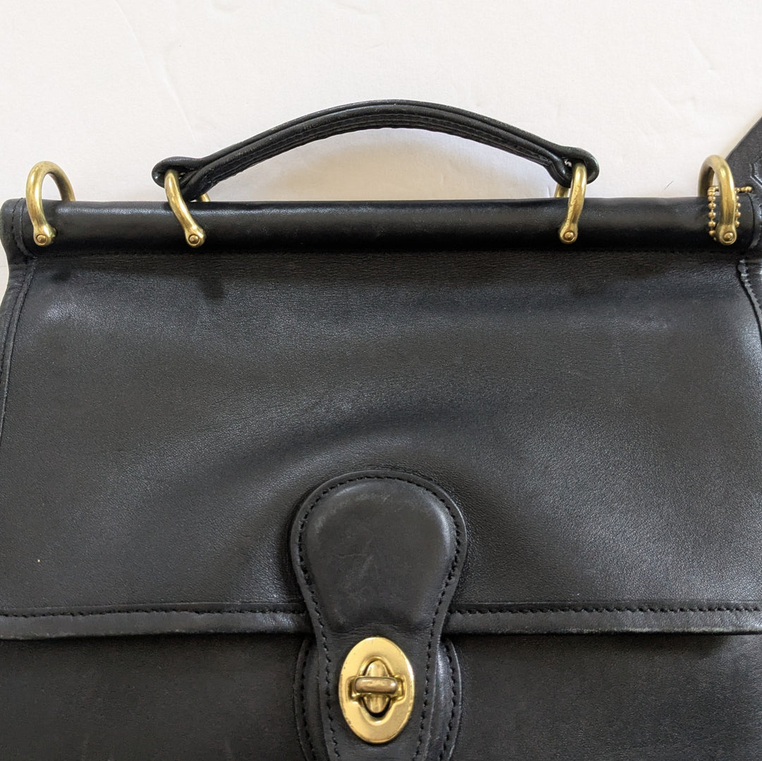Coach Vintage Station Black Leather Convertible Satchel