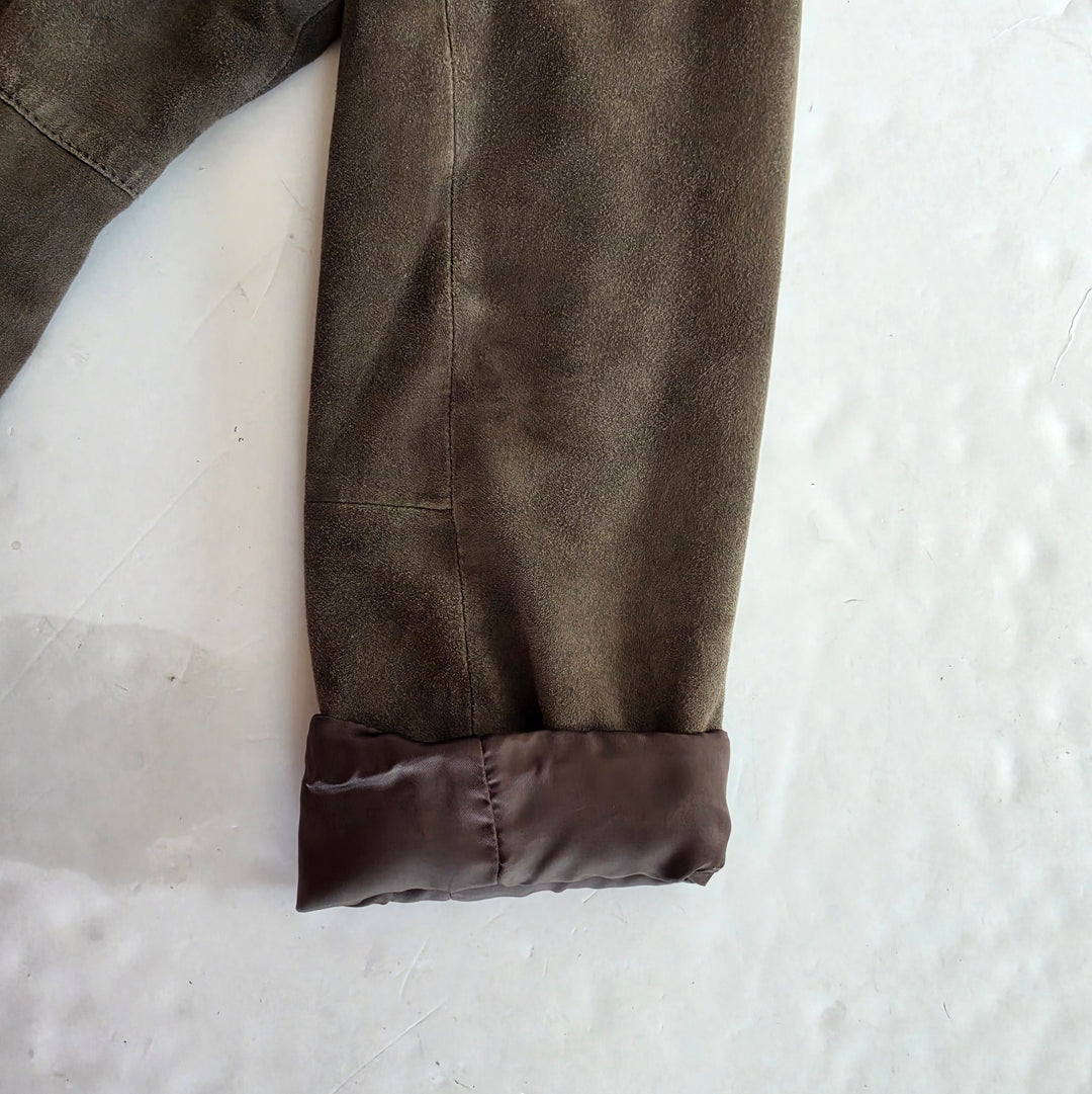 Eileen Fisher Green Suede Jacket Size LP