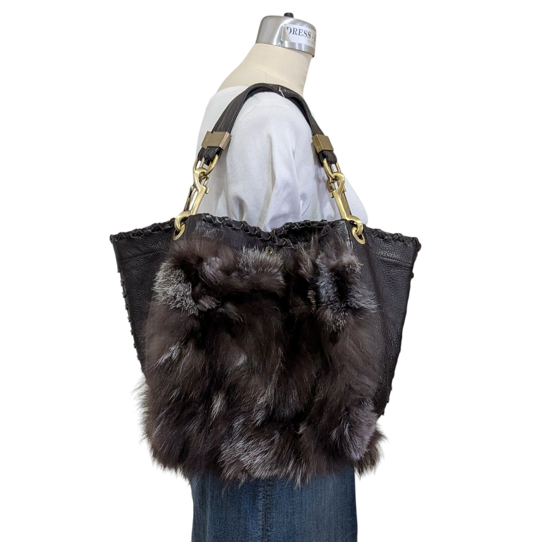 Sondra Roberts Faux Fur Hobo Bag