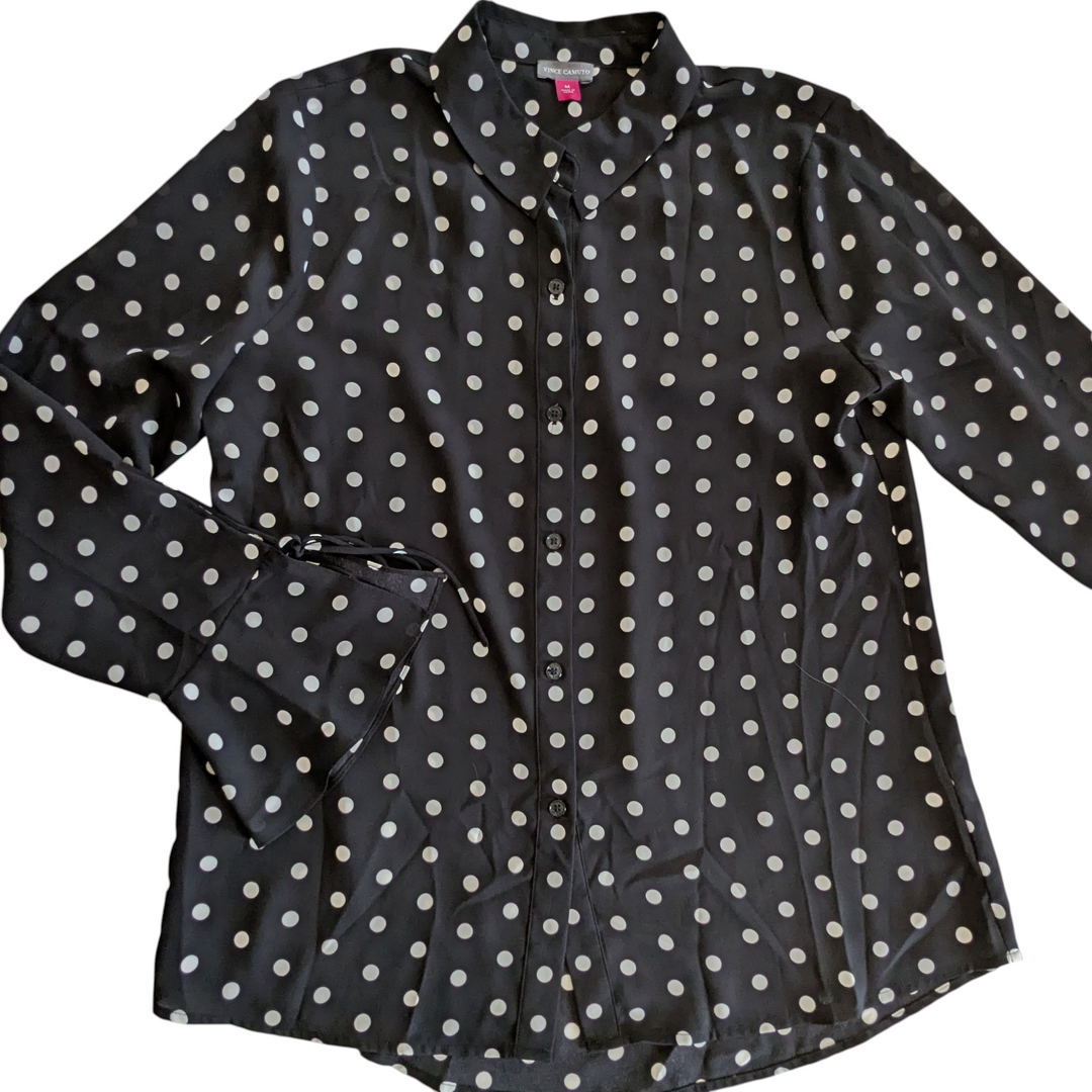 Vince Camuto Polka Dot Blouse Size Medium