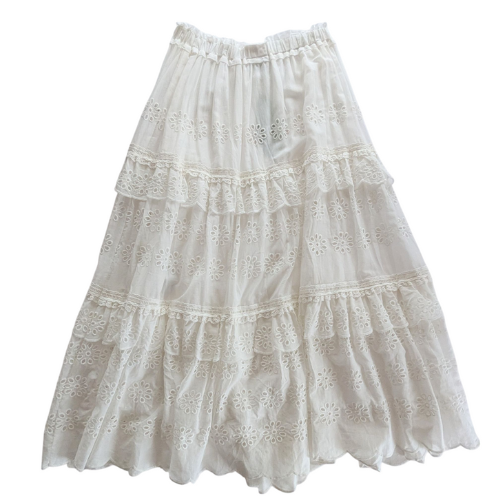 FARM Rio White Eyelet Maxi Skirt Size Large