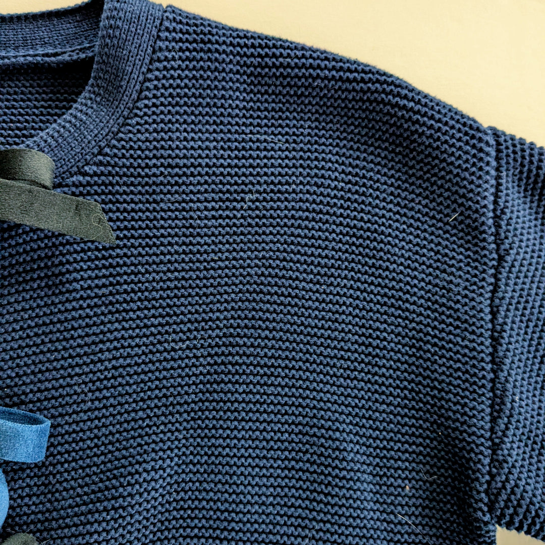 Upcycled Knit Cardigan with Bow Accent Size Small