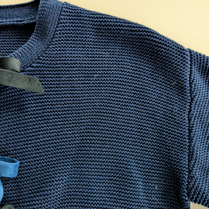 Upcycled Knit Cardigan with Bow Accent Size Small