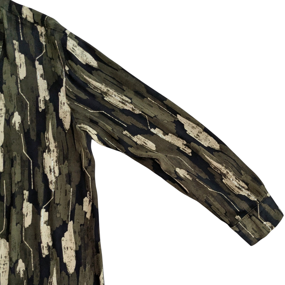 Bel Kazan Olive Print Blouse Size Medium