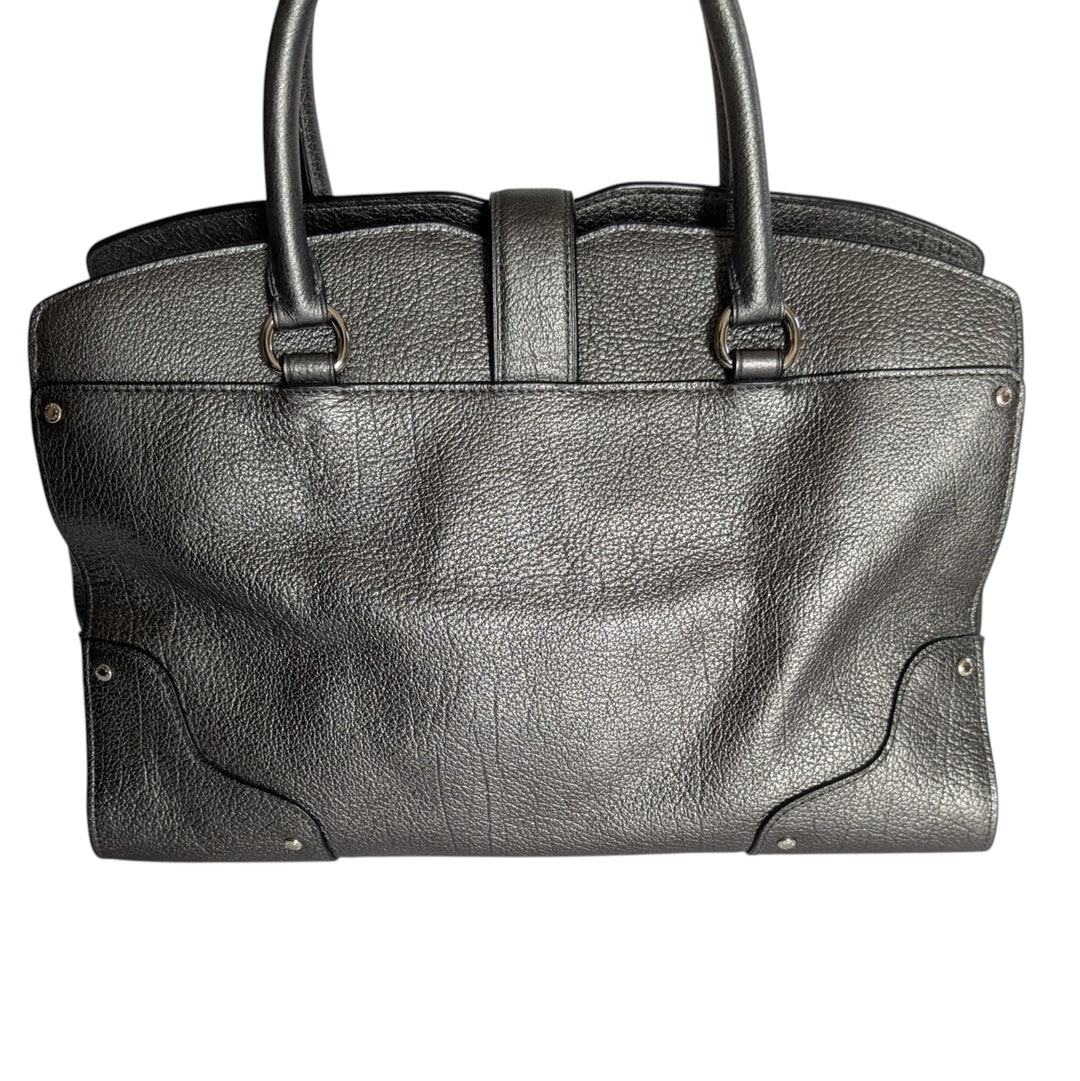 Coach Mercer Silver Leather Convertible Satchel 59987