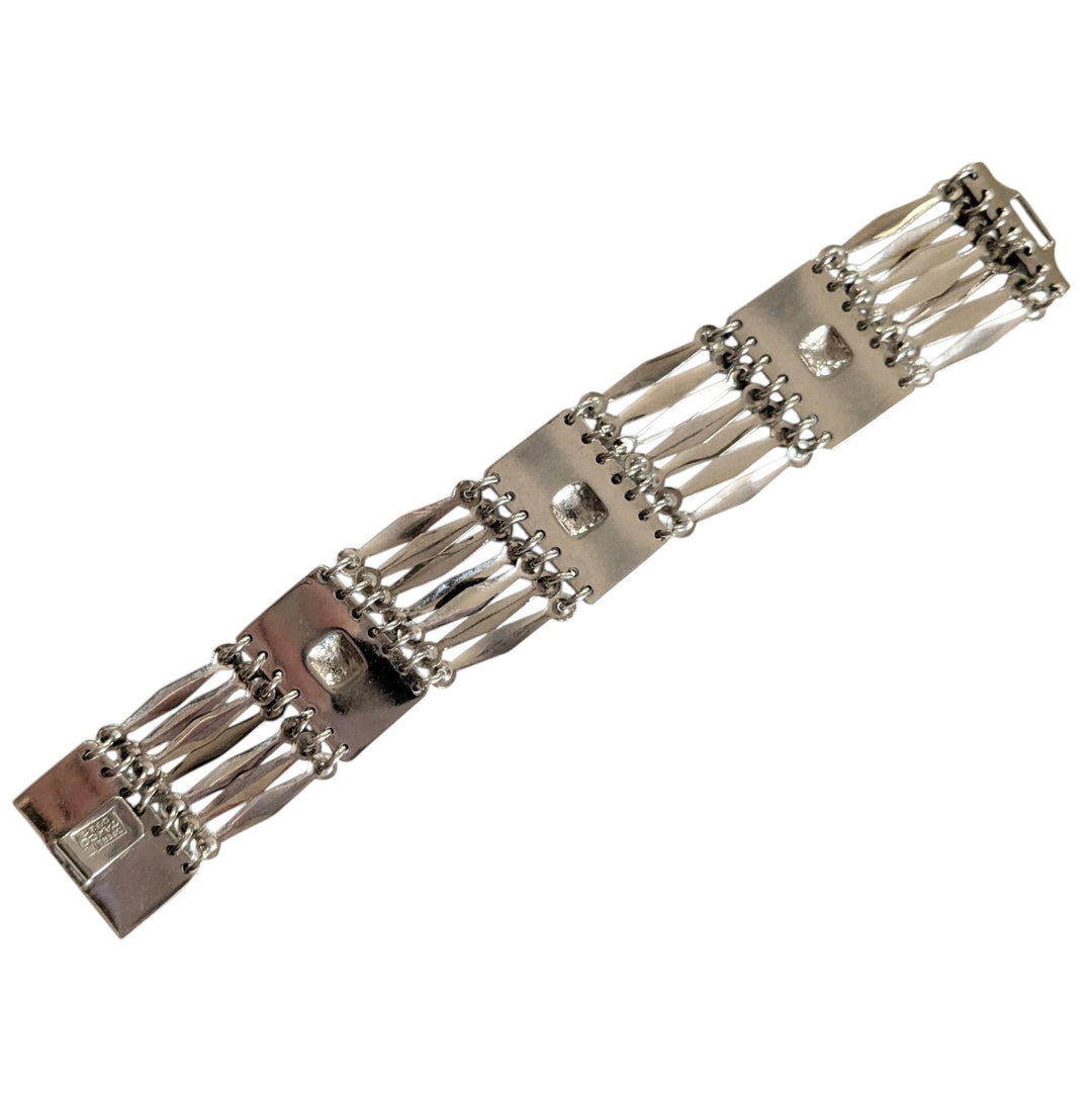 Mexican Sterling Silver Panel Bracelet
