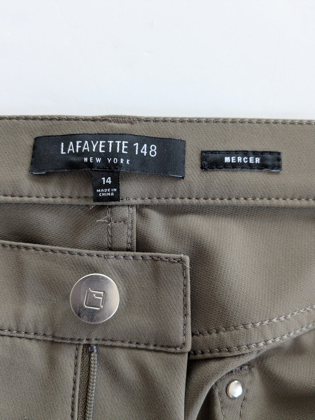 Lafayette 148 Olive Mercer Pants Size 14