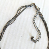 Multi Strand Fine Chain Necklace with Jet Beads